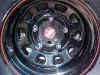 View of 1-piece axle flange with wheel mounted.