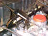 View of connected throttle cable.